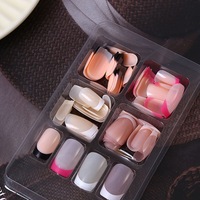 96 pièces blanc noir français lignes simples presse sur les ongles amande cercueil faux ongles ensemble bricolage Salon faux ongles