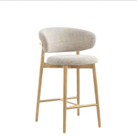 Chaise à dossier haut en bois massif de vente d'usine-tabourets de bar en tissu blanc pour cuisine, maison, restaurant et option grise