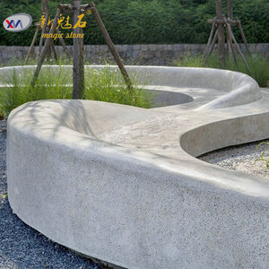 Nuevos Materiales de Construcción de Piedra, Banco Curvo GRC Blanco Gris, Personalizable, Asientos para Patio Exterior, Impermeable y Duradero - Product Image 4