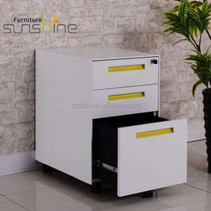 Pedestal de oficina Archivador Pequeño Gabinete móvil Almacenamiento de documentos 3 cajones Debajo del escritorio Archivo Metal Rolling Factory Direct Furniture - Product Image 3