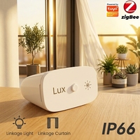 Tuya Zigbee Sensor Kecerahan Cerdas Deteksi Cahaya Siang Hari Kontrol Tirai Otomatis Peringatan Baterai Rendah Kompak Putih