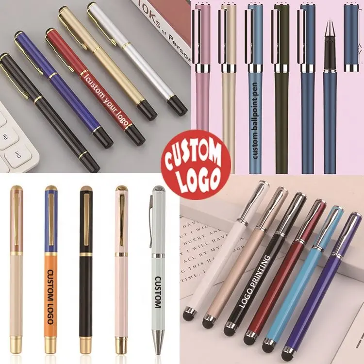 Heißer Verkauf Luxus-Stil mit Kappe Roller Werbe geschenk Metall benutzer definierte Logo Werbung Stylus Kugelschreiber Business-Stifte mit Logo