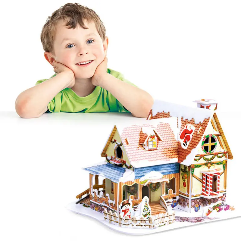 Children's early education 3D puzzle DIY Nordic Christmas house exercise hands-on ability assembling ability sets for kids gift