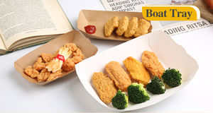 Assiette et bol en papier Kraft pour emballage de frites de poulet frites à emporter plateau de bateau pour frites de poulet autres collations - Product Image 4