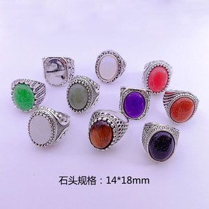 خواتم رجالية كبيرة من سبيكة الفضة العتيقة بأحجار كريمة شفافة بألوان مختلفة متوفرة بالجملة لعام 2026 - Product Image 4