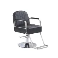 Silla de salón de peluquería moderna, juego de estilismo de silla de barbería cromada plateada, para todo uso, color negro