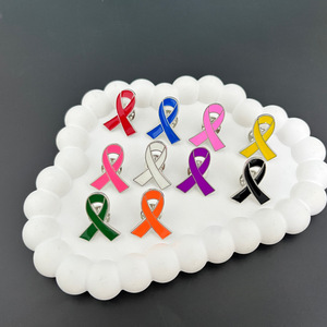 Spille in Metallo per la Sensibilizzazione sul Cancro al Seno, Combattimento Contro AIDS HIV, Spille con Nastro Rosso e Rosa - Product Image 2