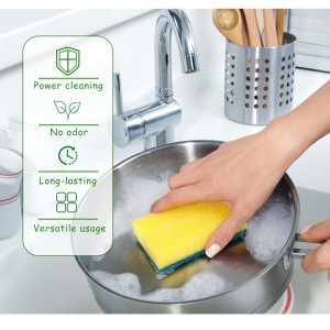3 Pcs Bán Buôn Chất Lượng Tốt Hộ Gia Đình Làm Sạch Nhà Bếp Món Ăn Rửa Dễ Dàng Scrubber PU Miếng Bọt Biển - Product Image 5