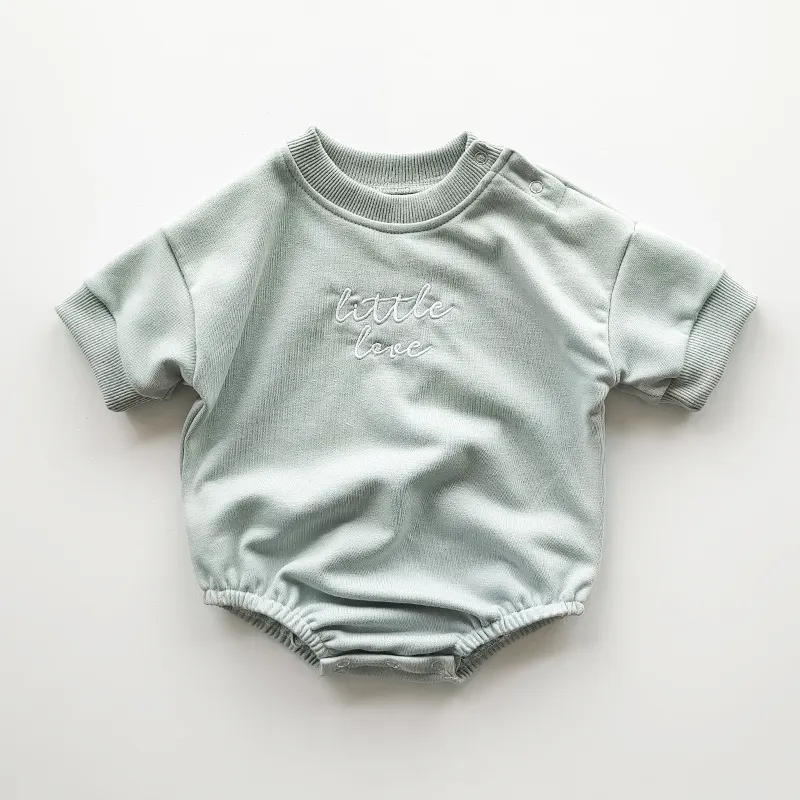 Pinuotu Custom Baby Wear Sweatshirt Embroidery Toddler Bodysuit Boy Girl Bubble Romper Brushed Cotton Stitch Plain Onesie