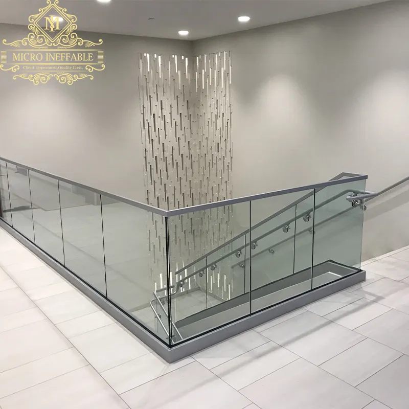 Zeitgenössisches Design Aluminium rahmen Edelstahl Handläufe Glas geländer für Treppen