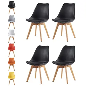 Modern Home Furniture Design Plastic New Wood Style Gross Tulip Wooden Legs Chair Wholesale Cheap Dining Room Chairs