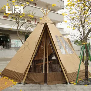 Tienda Tipi de lona de lujo para exteriores, fuerte, permanente, grande, Glamping, de lujo