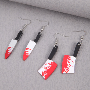 Nouvel arrivage Boucles d'oreilles en acrylique réversibles tachées de sang originales Boucles d'oreilles pendantes personnalisées pour couteau de <span class=keywords><strong>cuisine</strong></span> Cadeaux pour femmes - Product Image 5