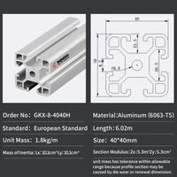Profilé en aluminium à fente en T 4040, 4040 mm, épaisseur de paroi 2,5 mm, 6063 T5, extrusion industrielle en aluminium argenté/noir