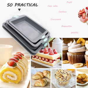 Grand plat <span class=keywords><strong>de</strong></span> cuisson rectangulaire bicolore ustensiles <span class=keywords><strong>de</strong></span> cuisson avec cadre dur gâteau pain collations biscuit cuisson en silicone usage alimentaire commercial - Product Image 4