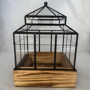 Terrarium en <span class=keywords><strong>verre</strong></span> géométrique carré artisanal en gros avec base en bois <span class=keywords><strong>pour</strong></span> la décoration <span class=keywords><strong>de</strong></span> plantes d'intérieur et d'extérieur sur balcon - Product Image 3