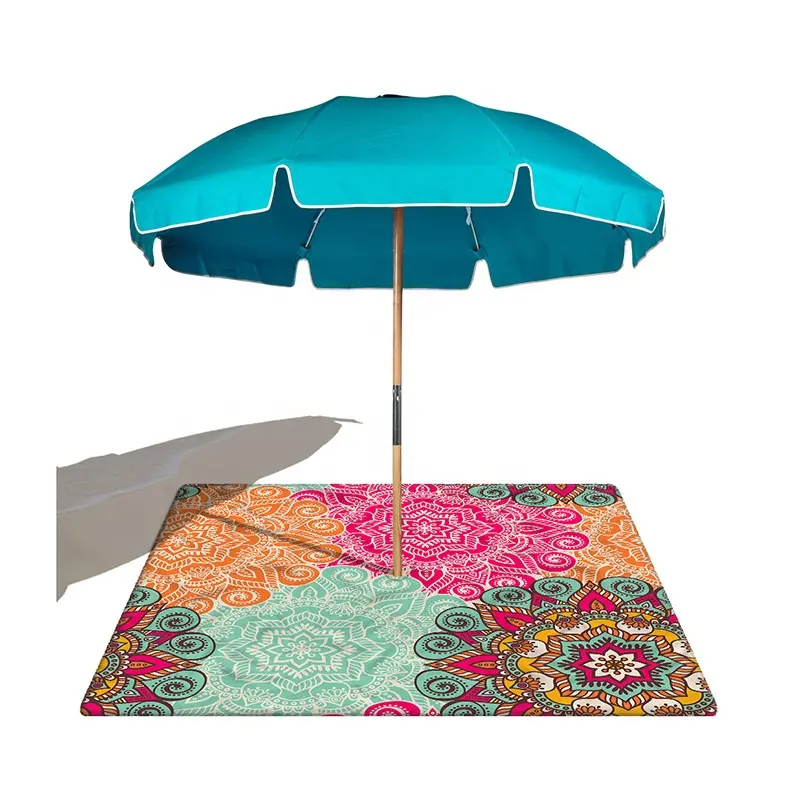 VTL1349- New Design Rectangle Mandala Beach Umbrella Towel Microfiber Blanket Sand Free Picnic Mat With 8cm Hole In The Center