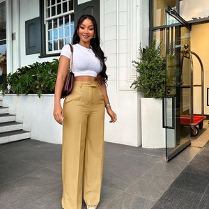 <b>Womens</b> Pants <b>Slacks</b> High Waisted Straight Yoga Solid Color Business Work Trousers Casual Pants Spring Plain Dyed - Product Image 3