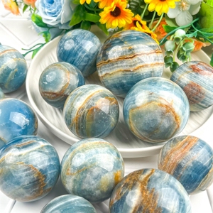 Prix de gros - Pierre de guérison - Boules de cristal polies - Sphère d'onyx bleu pour la décoration Feng Shui - Product Image 5