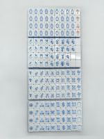 En Stock: Juego de Mahjong de Lujo de 160 Fichas Acrílicas Americanas con Grabado de Porcelana Azul y Blanca de 4 Capas, Diseño Dandy, para Viajes y Navidad.