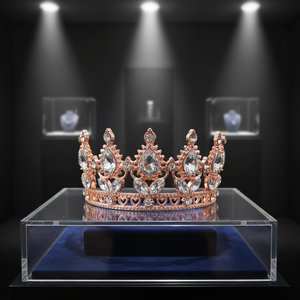 Accessoires de cheveux en alliage baroque avec strass plaqué or, <span class=keywords><strong>couronne</strong></span> pour femmes, tenue de soirée, mariage, anniversaire, fête des mères, décorations - Product Image 5