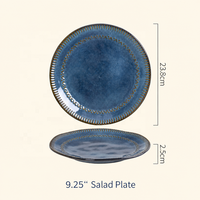 Assiette à salade Artisan Retro Coupe en porcelaine céramique grès, avec glaçure réactive et texture en relief, pour restaurants, hôtels et vente en gros