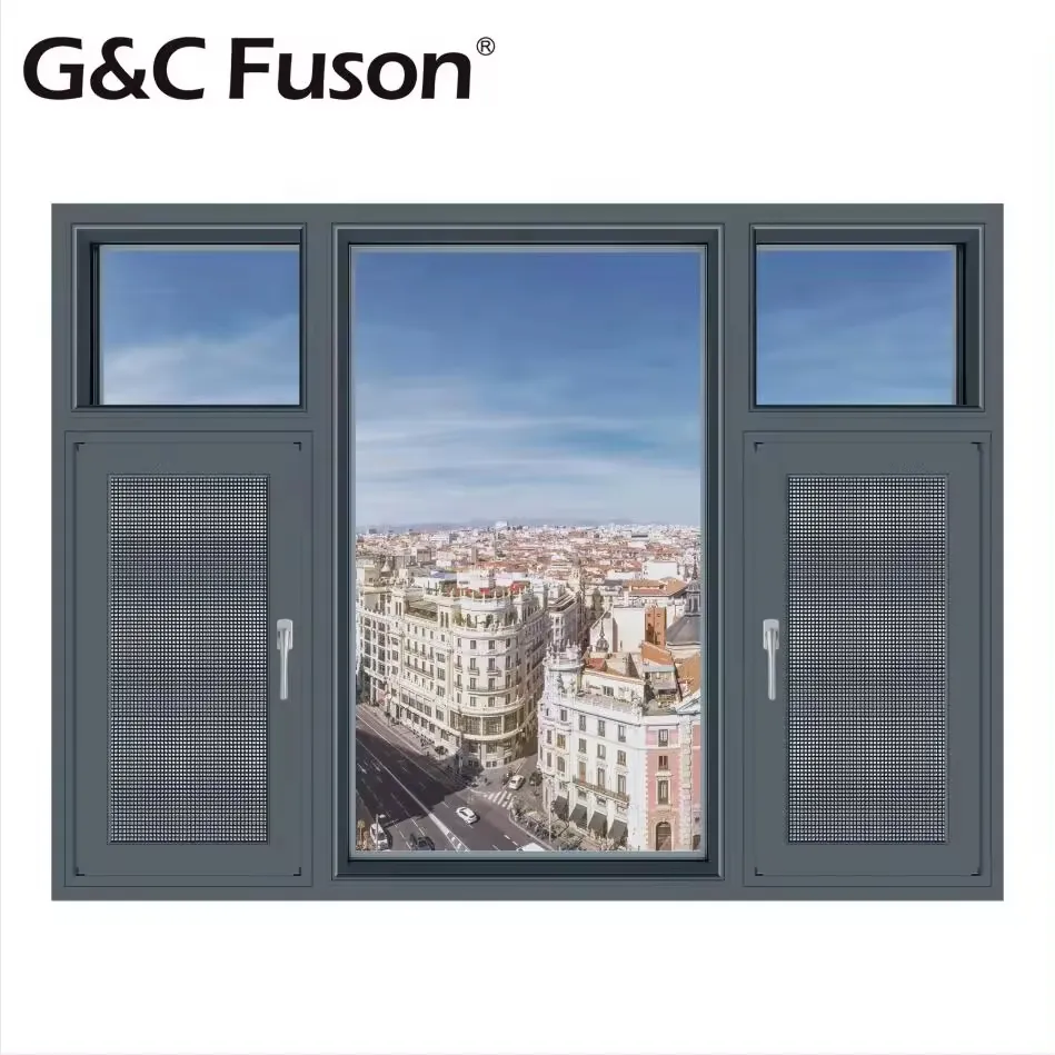 Fuson Minimum sipariş miktarı kasırga darbe çift cam kanatlı pencere alüminyum açılır pencere