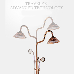 Ensemble de <span class=keywords><strong>douche</strong></span> de luxe Antique or Rose 3 fonctions en laiton fixation de bain et <span class=keywords><strong>douche</strong></span> ensemble de robinets rétro mélangeur d'eau - Product Image 3