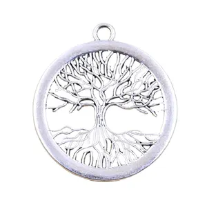 Charms Peace World Tree 47x42mm Handmade Making Fit, Vintage Tibetan Silber Farbe Anhänger, DIY für Armband Halskette