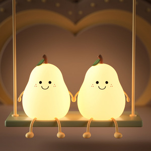 Adorable petite lampe de nuit en silicone en forme de poire, rechargeable par USB, pour bébé, allaitement, petite veilleuse - Product Image 4