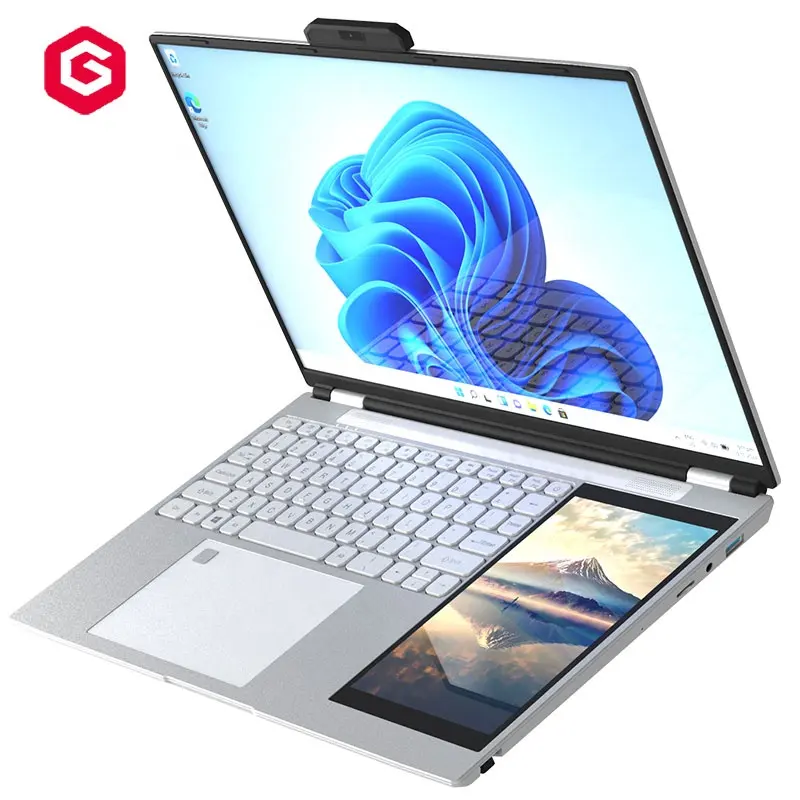 15.6 Inch + 7 Inch Dual Screen Laptop Dunne Draagbare Win10 Laptop Computer