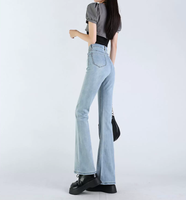 ZZH XZ2728 Celana jeans wanita berpinggang tinggi model lurus, modis dan serbaguna untuk gaya kasual.