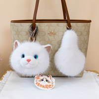 Dompet Koin Boneka Kucing Bulu Lembut 32cm, Dapat Dikustomisasi, Gantungan Tas Kepala Kucing Lucu, Liontin Ekor Panjang untuk Tas Tangan, Ransel, Kunci Mobil