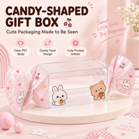 Boîte pliante en plastique transparent PET rectangulaire en forme de bonbon, avec logo personnalisé estampé or, imprimé UV, en matériaux recyclés, pour baby shower