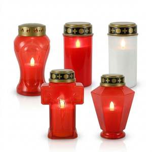 Bougie LED de cimetière étanche en gros, à piles, en plastique rouge, en forme de croix, pour commémoration religieuse, lumière LED pour tombes - Product Image 1