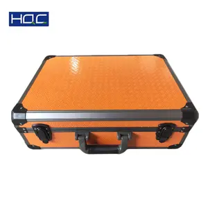 OEM नारंगी रंग एल्यूमीनियम उपकरण मामले में लहर फोम के साथ ढक्कन/कस्टम उपकरण मामले/हार्ड ट्रेन बॉक्स