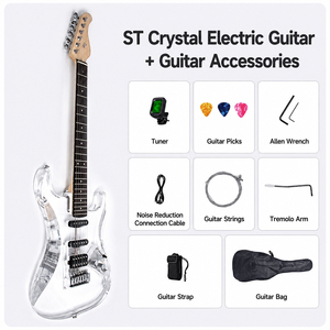 Guitarra Eléctrica con Cuerpo <span class=keywords><strong>de</strong></span> Acrílico Transparente, Pastillas HSS, 6 Cuerdas, Guitarra <span class=keywords><strong>de</strong></span> Práctica para Principiantes, <span class=keywords><strong>Venta</strong></span> al Por Mayor - Product Image 6