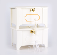 Boîte à bijoux personnalisée de luxe croix en bois blanc fait main en MDF avec serrure à clé miroir pour l'artisanat