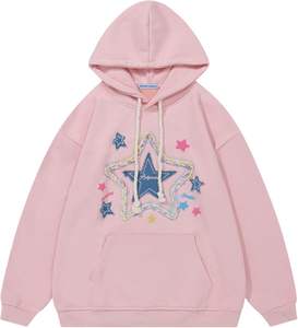 Sudaderas con capucha de gran tamaño para mujer Star Graphic Fleece con capucha Streetwear Sudaderas unisex Pullover con bolsillo - Product Image 1
