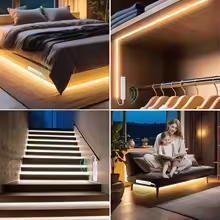 Bande <span class=keywords><strong>LED</strong></span> COB 5V3 mm avec capteur de mouvement, alimentée par batterie, 320 <span class=keywords><strong>LED</strong></span>/m, lumière de nuit à induction <span class=keywords><strong>LED</strong></span>, blanc chaud, rouge, <span class=keywords><strong>bleu</strong></span> glacé, vert, jaune - Product Image 6