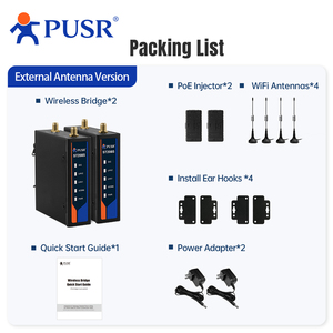 Puente inalámbrico PUSR Industrial 2,4 GHZ Punto a Punto 500m para PLC Qualcomm Plug and Play paquete de 2 antenas externas versión ST208S - Product Image 2