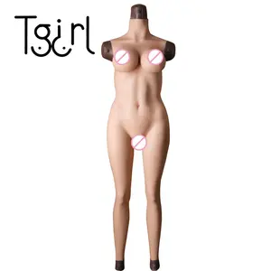 硅胶女性 Cyberskin 身体套装连衣裙紧身 Zentai CD TD 变性猫咪乳房形式 Crossdresser