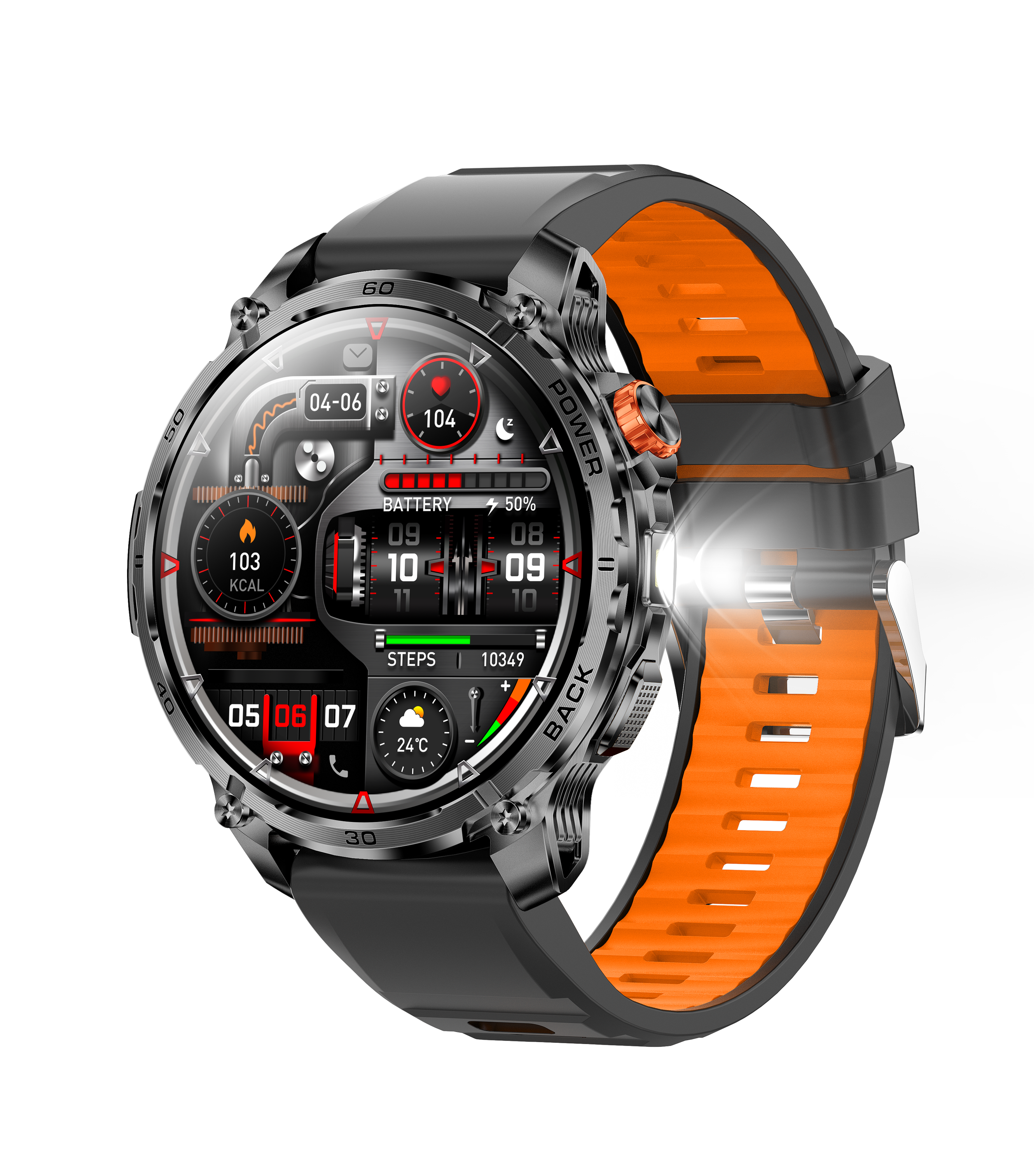 Silver Orange Strap Two tone Strap