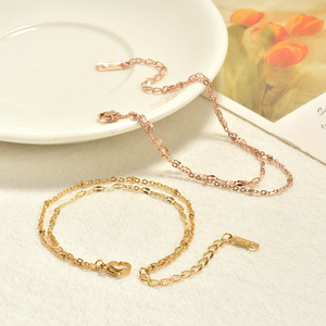 New Products Simple <b>Titanium</b> Steel 18k Gold Rose Gold Double-layer <b>Chain</b> Bracelet Stainless Steel Non-fading Hand Jewelry Women - Product Image 2