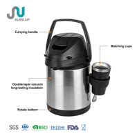 Bouteille isotherme sous vide en acier inoxydable 2,5 L avec ensemble de tasses et bombilla, portable, isolation thermique 12-24 heures, chaud/froid, vente chaude