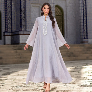 Abito Fluido con Accenti in Strass OEM/ODM, Vestito Islamico <span class=keywords><strong>di</strong></span> Moda <span class=keywords><strong>di</strong></span> <span class=keywords><strong>Istanbul</strong></span> con Perline, Materiale <span class=keywords><strong>di</strong></span> Qualità, Disponibile per Spedizione Internazionale - Product Image 2