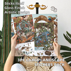 Paquete de Materiales para Manualidades de la Serie 18 y 19 de Today's Business, 3 Piezas Grandes de PET Autoadhesivo, Recortado, Brillante, Decorativo para Paisajes - Product Image 2