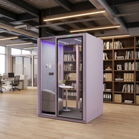 Cabines téléphoniques modulaires modernes insonorisées pour bureaux, avec éclairage LED, pour centres commerciaux, gares de train et stations de métro, et système de ventilation