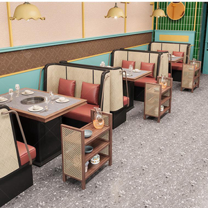 XZY OEM lumière luxe café restauration rapide <span class=keywords><strong>Pizza</strong></span> Table et chaises Restaurant meubles salle à manger ensemble banc canapé cabine sièges canapé - Product Image 5