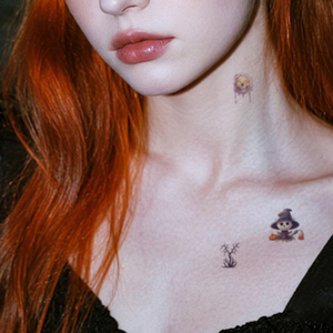 Autocollant Tatouages Temporaires <span class=keywords><strong>Halloween</strong></span> Château de Citrouille Magicien Faucheuse Dessin Animé Tatouage Étanche pour Visage Bras Doigt - Product Image 3